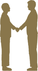 silhouette of two people shaking hands.
